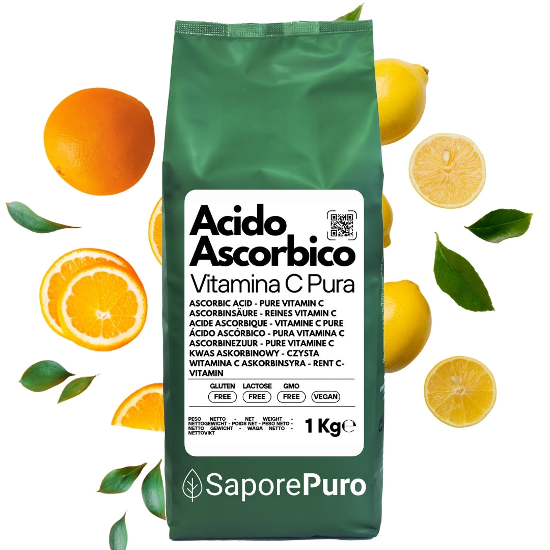 Ascorbinezuur - Pure vitamine C: De essentiële voedingsstof voor je recepten! - (E300) - Verpakt in Italië - SaporePuro